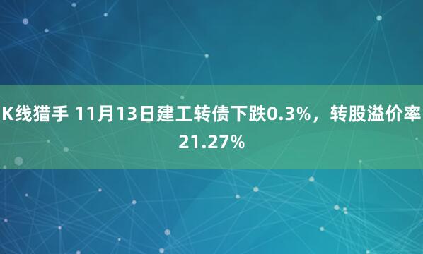 K线猎手 11月13日建工转债下跌0.3%,转股溢价率21.27%