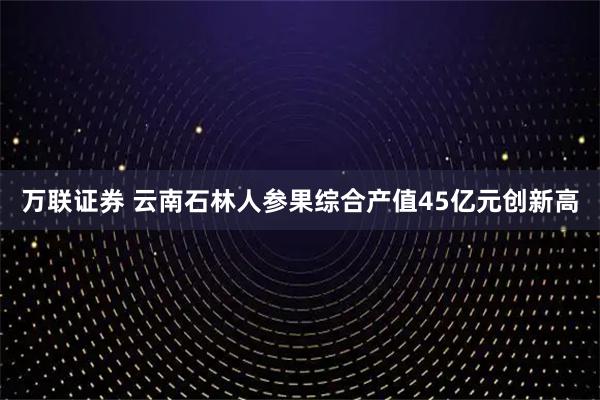 万联证券 云南石林人参果综合产值45亿元创新高